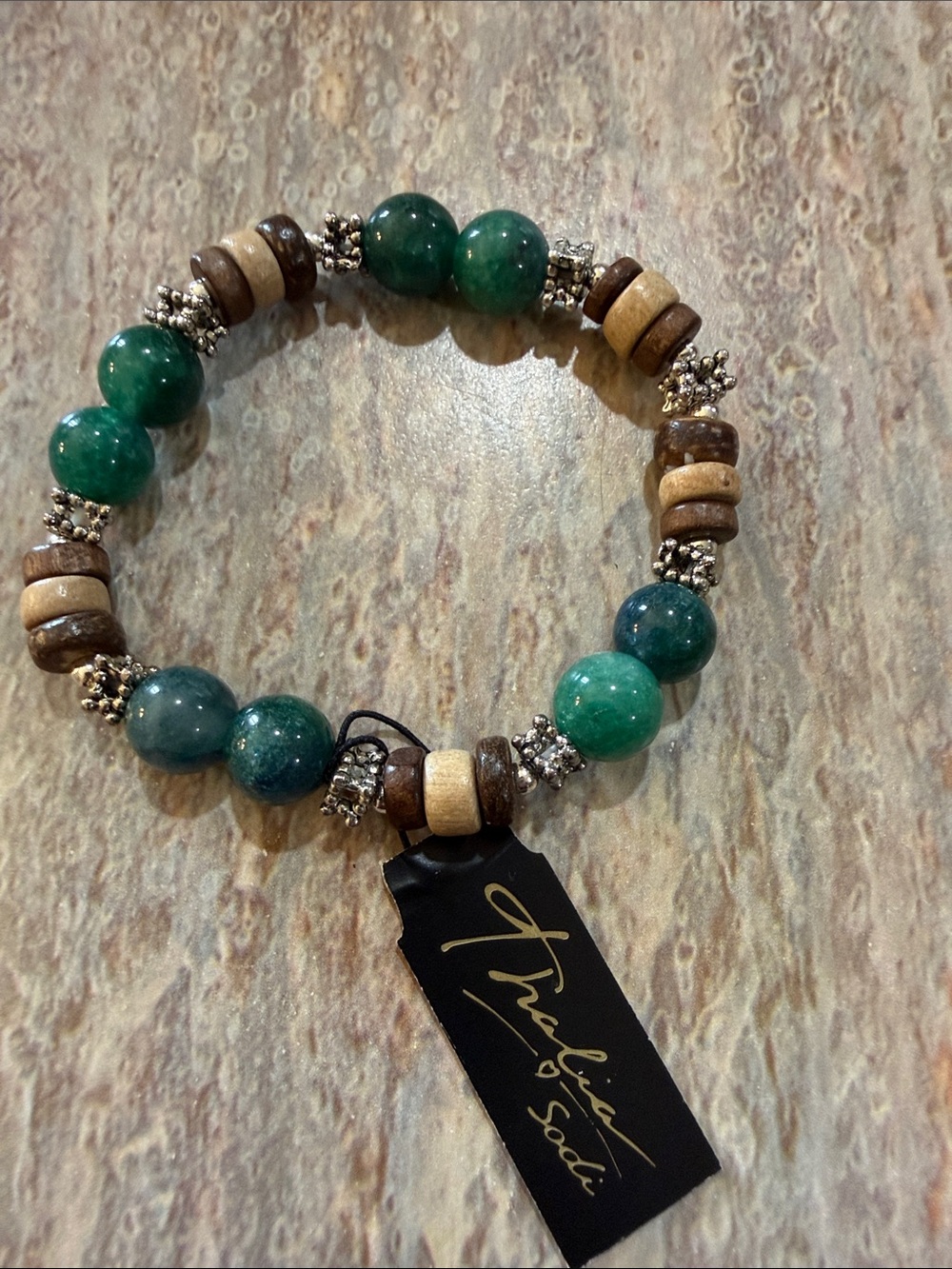 NEW Beaded Stretch Bracelet w/Wood Accents